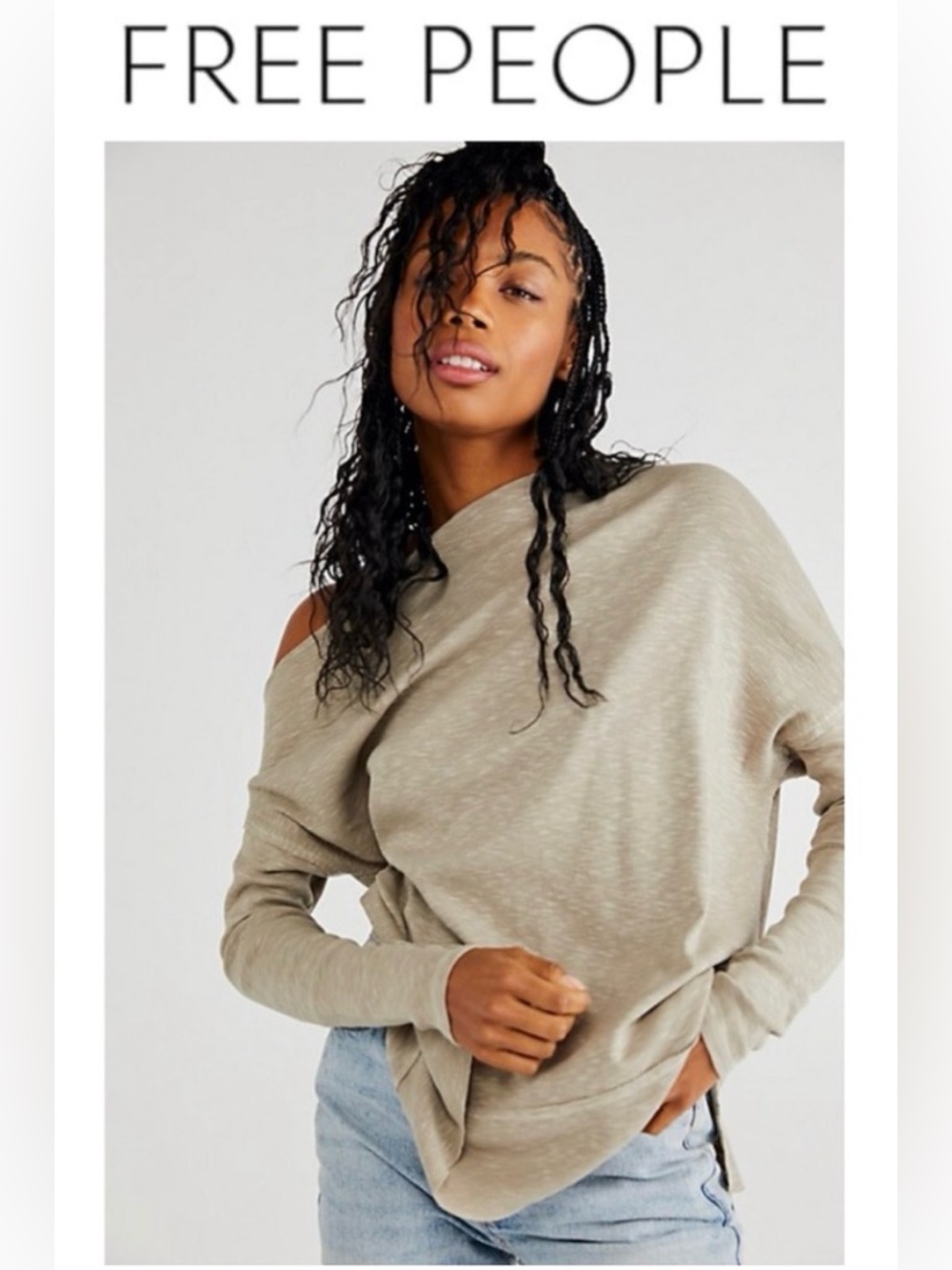 We The Free One-Shoulder Grey Off-The-Shoulder Sweater Size X Small